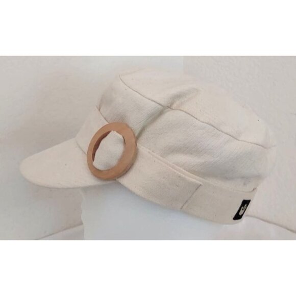 Goorin Bros. Women's Cream Flat Newsboy Cap Small Wood Buckle Hat - Picture 3 of 7